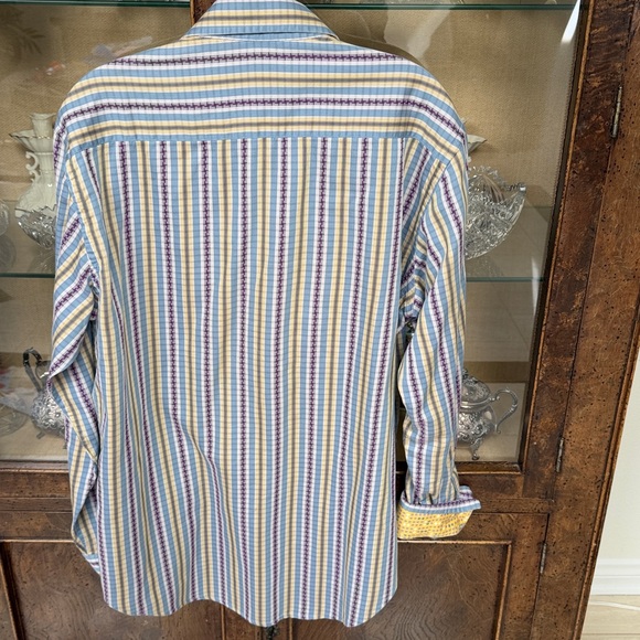 Robert Graham Longsleeve Shirt: Lavendar, Yellow, Blue - Picture 7 of 7